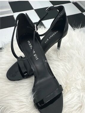 Madden Girl Black Patent Strappy Stiletto Heels